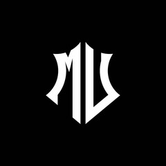 MU monogram logo with a sharp shield style