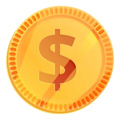 Dollar coin icon. Cartoon of dollar coin vector icon for web design isolated on white background