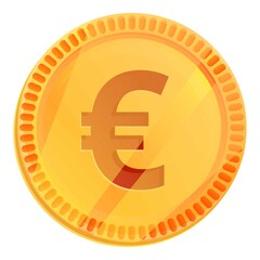 Euro coin icon. Cartoon of euro coin vector icon for web design isolated on white background