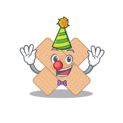 Friendly clown cross bandage mascot design concept