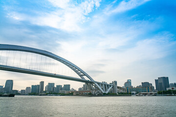 Fototapeta na wymiar Lupu bridge across Huangpu river, in Shanghai, China.