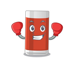 Glass of apple juice Caricature character design as a champion of boxing competition