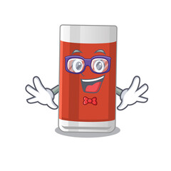 Obraz premium A caricature drawing of nerd glass of apple juice wearing weird glasses