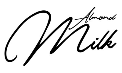 Almond Milk Handwritten Font Calligraphy Black Color Text 
on White Background