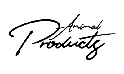 Naklejka premium Animal Products Handwritten Font Calligraphy Black Color Text on White Background