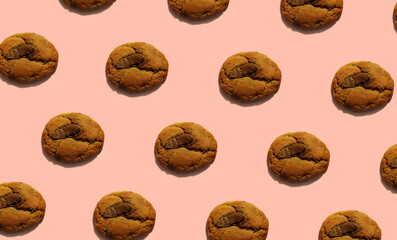 chocolate chip cookies background pattern pink