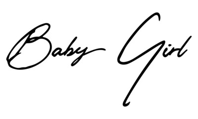 Baby Girl Handwritten Font Calligraphy Black Color Text 
on White Background