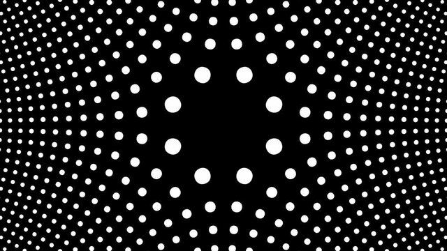 Abstract CGI motion background with moving white dots on black background in perfect seamless loop (3840 x 2160, 30 fps).