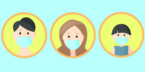 Family Stay at home. Covid -19 From Virus. vector illustration