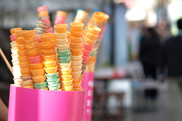 Colorful ice cream cones