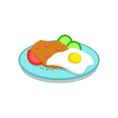 fried rice with fried egg on top and chopsticks for eating