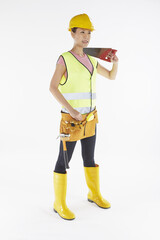 Construction worker with tools