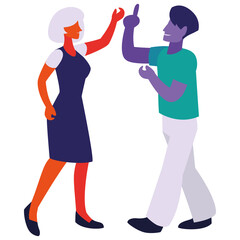 Couple of man and woman dialoguing