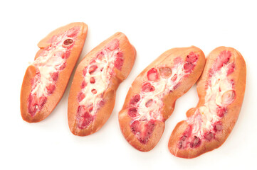 Pig kidney on a white background