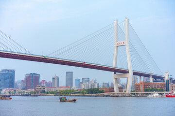 Nanpu Bridge, one of the biggest bridge over Huangpu River, in Shanghai, China.
