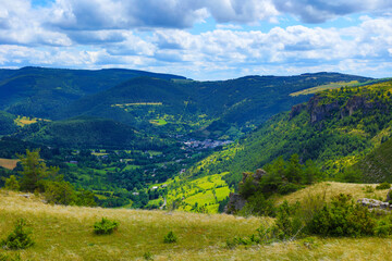 Naklejka na ściany i meble France Landscape, Cevennes,Park National, Causse Méjean-Gorge de la Jonte et du Tarn