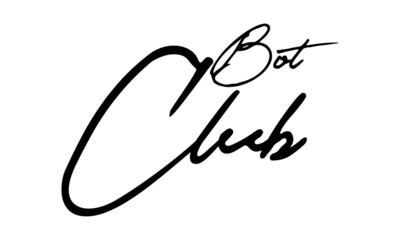 Bot club Handwritten Font Calligraphy Black Color Text 
on White Background
