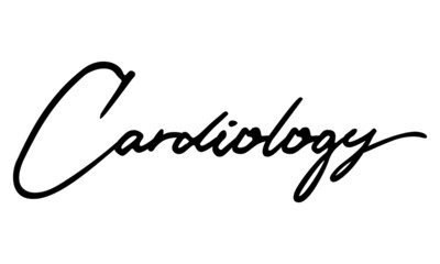 Cardiology Handwritten Font Calligraphy Black Color Text 
on White Background
