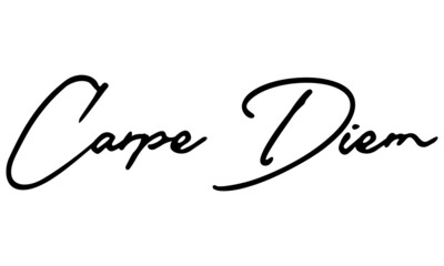 Carpe Diem Handwritten Font Calligraphy Black Color Text 
on White Background