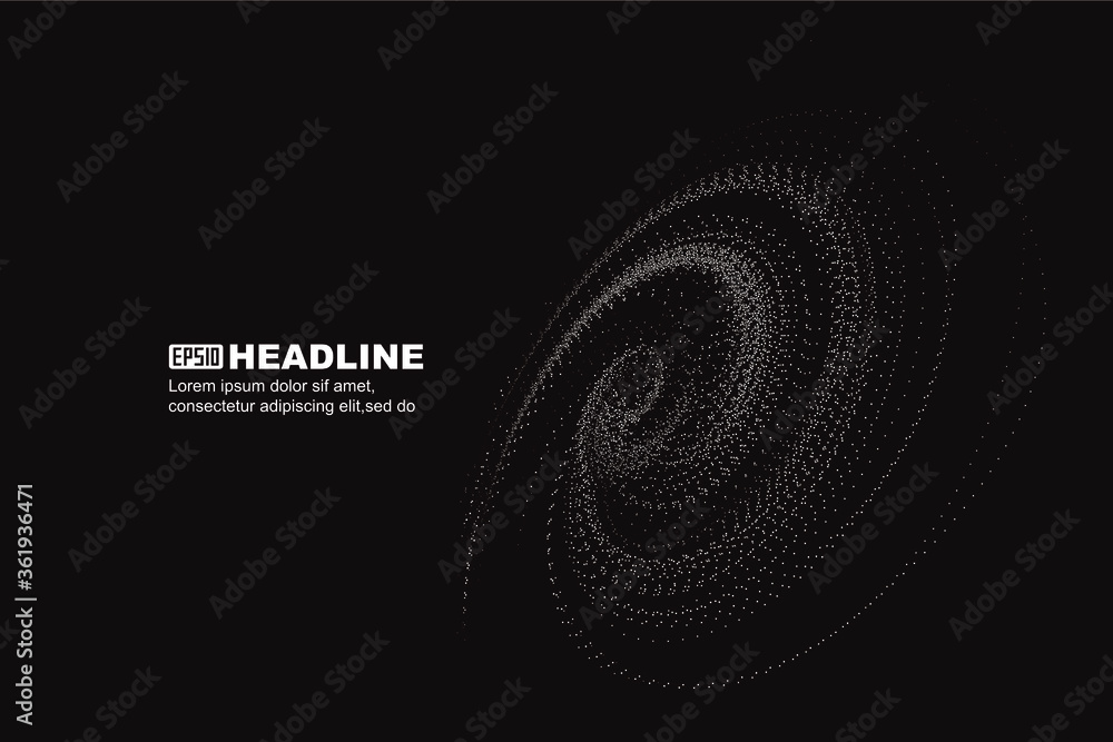 Aufkleber black and white texture dynamic particles cosmic vortex abstract graphic texture background.