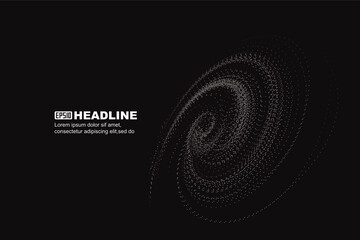 Black and white texture dynamic particles cosmic vortex abstract graphic texture background.