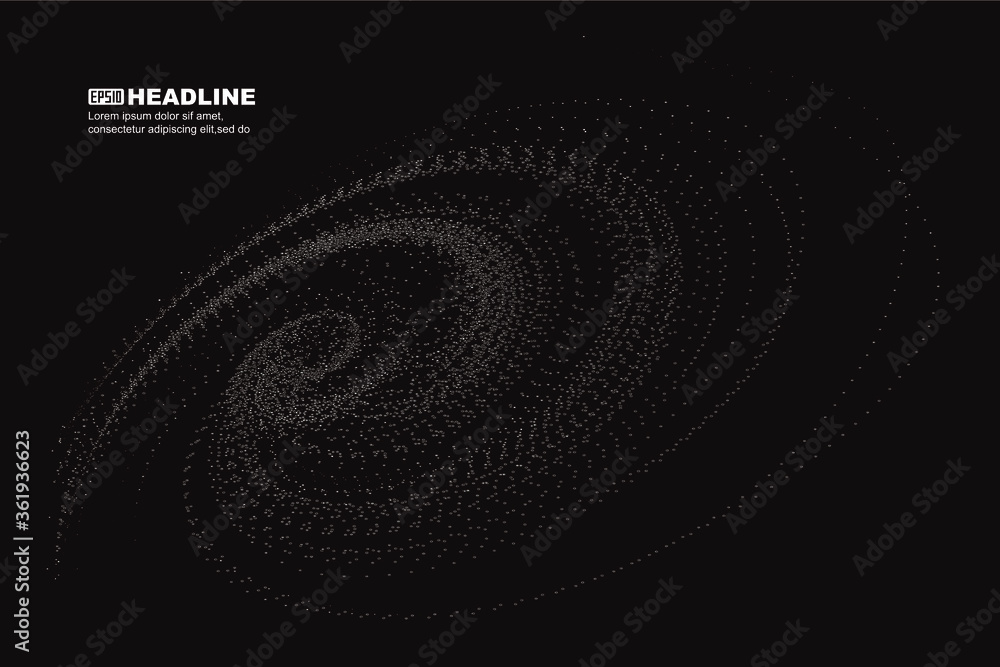 Aufkleber black and white texture dynamic particles cosmic vortex abstract graphic texture background.