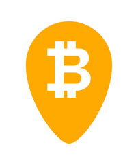 bitcoin currency symbol in orange pin point for icon, cryptocurrency bitcoin money for app symbol, simple flat bitcoin money, currency digital bitcoin coin for financial concept, isolated on white