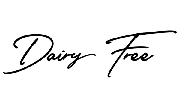 Dairy free Handwritten Font Calligraphy Black Color Text 
on White Background
