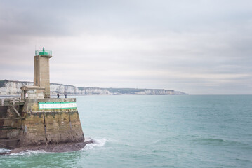phare de Fécamp. Côtes normandes. Normandie. Phare au bord de l'océan