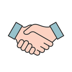 Handshake color icon. Cooperation, friendship, contract, partnership, agreement concept. Greeting gesture. Make a good business deal. Alliance and colaboration. Vector illustration, flat, clip art.