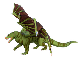 3D Rendering Fairy Tale Dragon on White