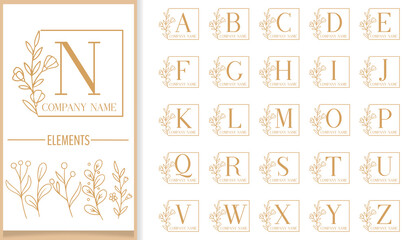 005 Premium Luxury floral frame letter logo template