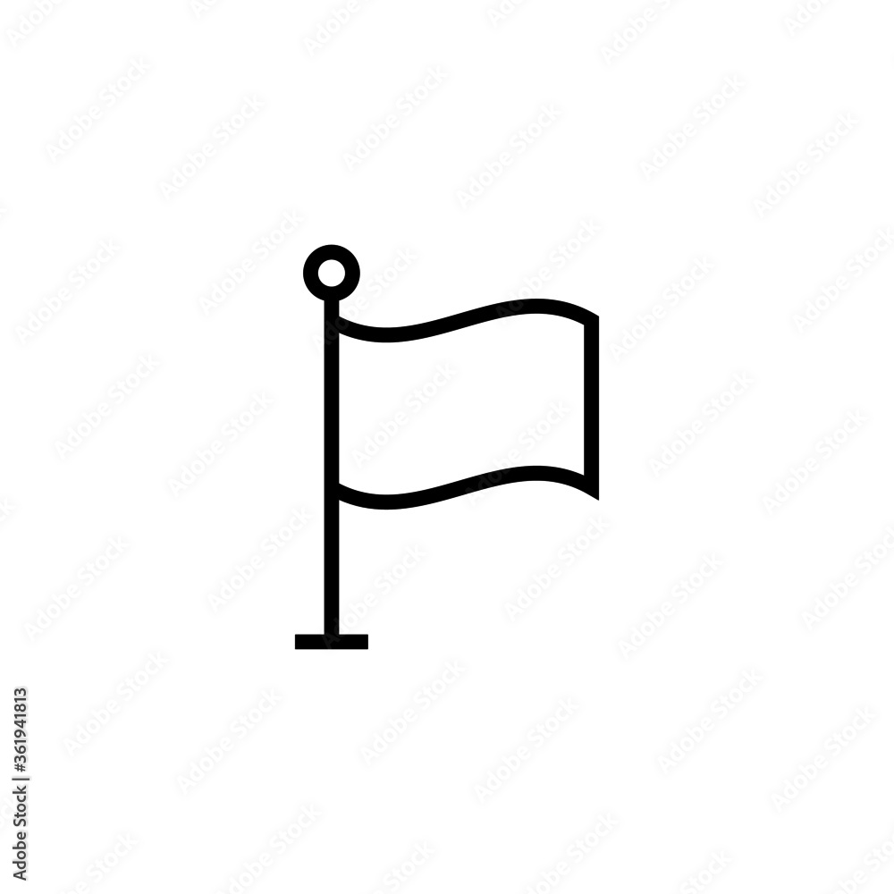Poster Plain flag vector icon  in black line style icon, style isolated on white background