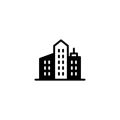 Naklejka premium City vector icon in black flat glyph, filled style isolated on white background