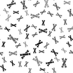 Black Sugar stick packets icon isolated seamless pattern on white background. Blank individual package for bulk food products as coffee, salt, spices. Vector Illustration.