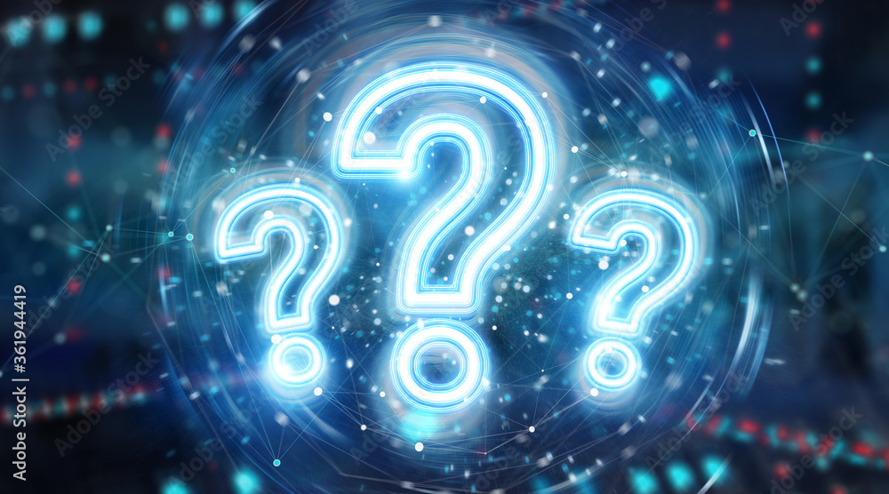 Leinwandbilder digital question marks holographic interface 3d rendering