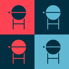 Pop art Barbecue grill icon isolated on color background. BBQ grill party. Vector Illustration.