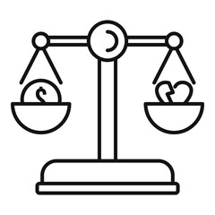 Divorce balance icon. Outline divorce balance vector icon for web design isolated on white background
