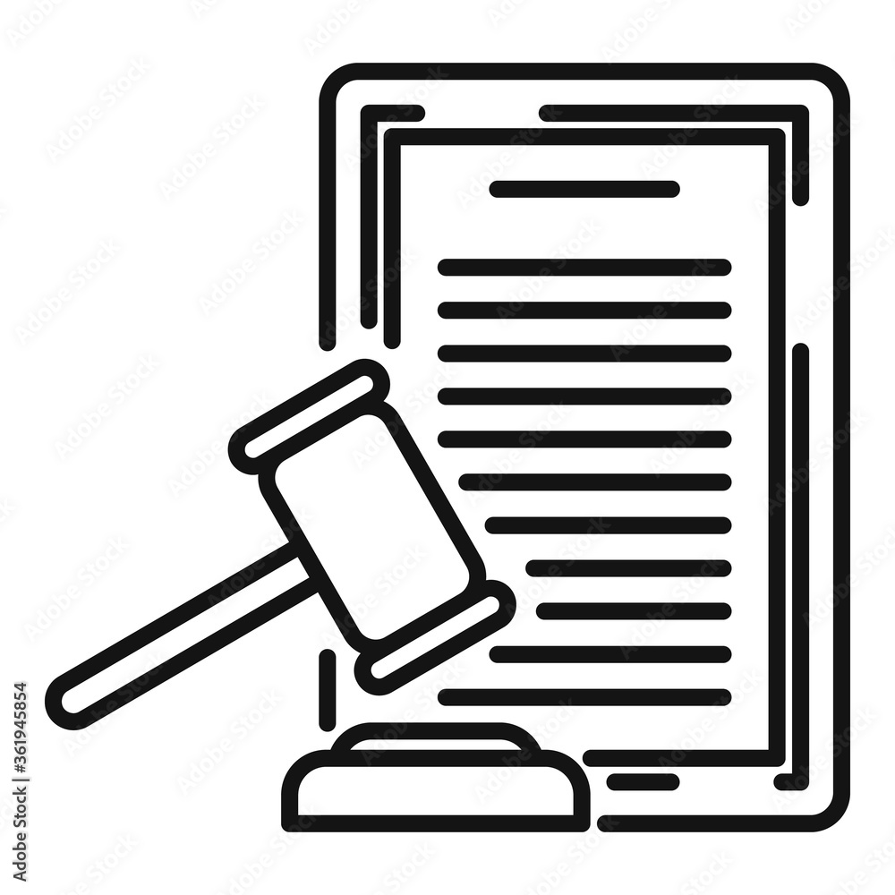 Poster divorce judge document icon. outline divorce judge document vector icon for web design isolated on w