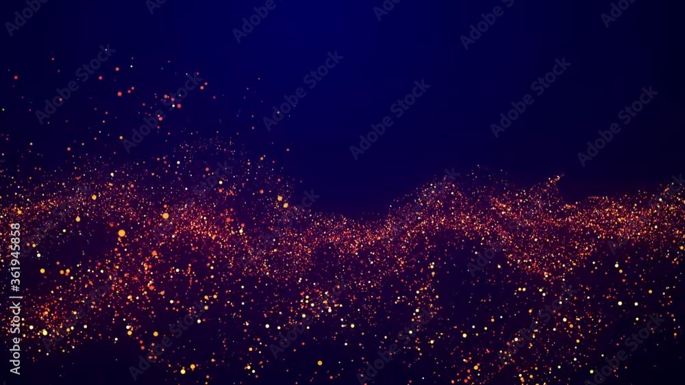 Aufkleber abstract bg, golden magic glitters fly in air in slow motion and form beautiful swirls. fiery sparkl