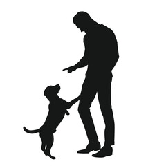 Silhouette Of Man And Dog
