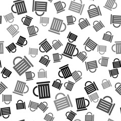 Black Wooden beer mug icon isolated seamless pattern on white background. Vector Illustration.