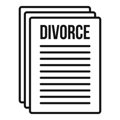 Divorce papers icon. Outline divorce papers vector icon for web design isolated on white background