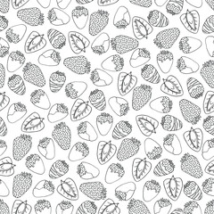 seamless background of strawberries in chocolate black and white