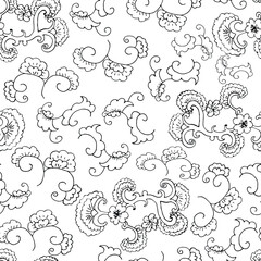 Doodle seamless pattern. Floral ornament. Wallpaper, textile, wrapping paper. White background. Hand drawn Vector illustration