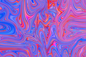 Colourful psychedelic background made of interweaving curved shapes. liquid splash as Illustration.