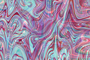 Colourful psychedelic background made of interweaving curved shapes. liquid splash as Illustration.