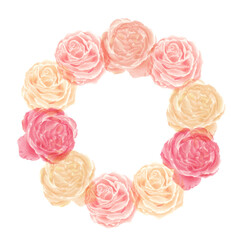 Rose flowers wheath frame with petal