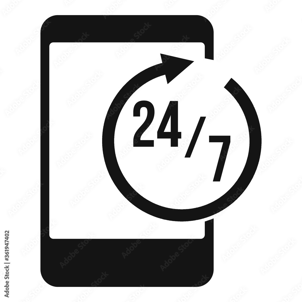 Poster 24 hours service center icon. simple illustration of 24 hours service center vector icon for web des