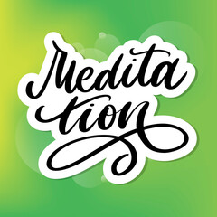 Vector illustration of My Therapy is meditation. Lettering poster for yoga studio and meditation class. Fun letters for greeting and invitation card, t-shirt print design.